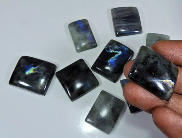 307Cts. Natural Labradorite Rectangular Cabochon Loose Gemstone 10Pcs Lot