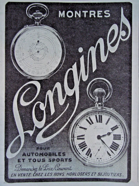 1919 Press Advertisement Longines Car Sports Watches - Advertising