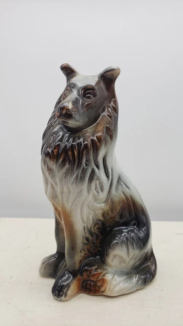 Majestic Vintage Collie Dog Figurine Made in Brazil 7" Tall Brown and White
