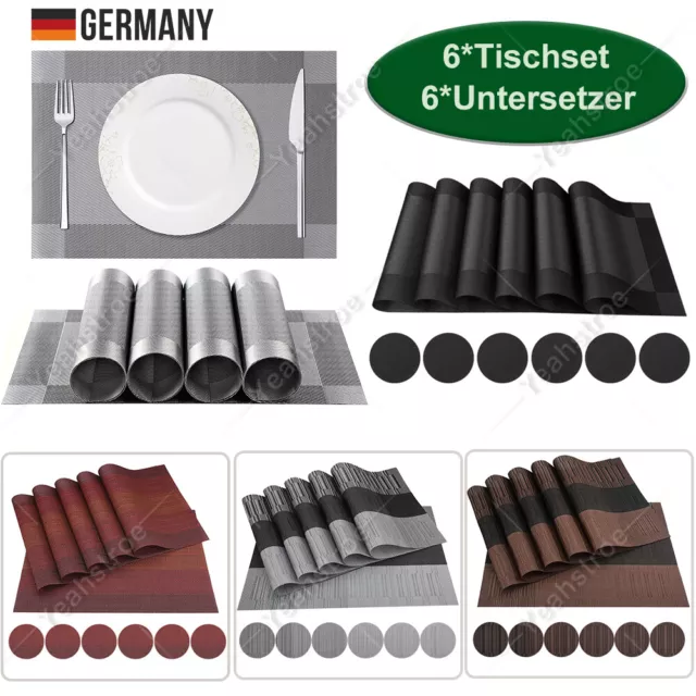 12er Set Tischset PVC Platzset Untersetzer Abwaschbar Platzdeckchen Platzdecke