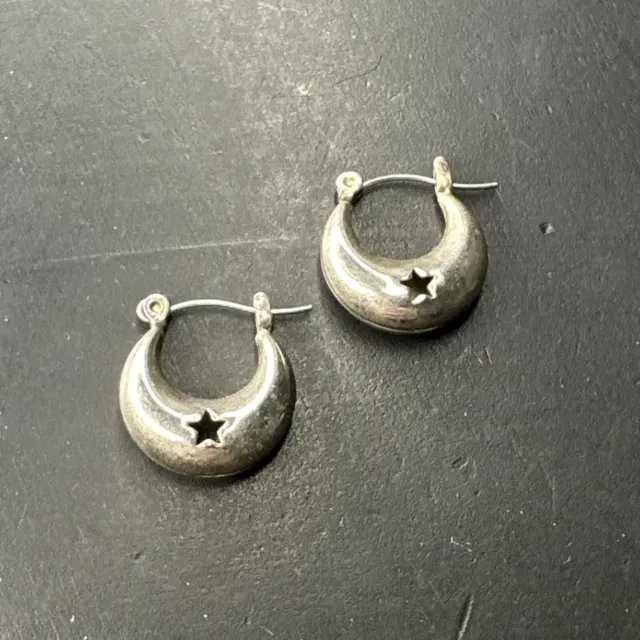 Ancienne Paire De Boucle D’oreille Pendante Argent Massif Ethnique créole