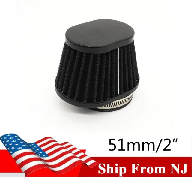 1 Pcs 51mm/2" Motorcycle Air Filter Breather Oval Flow Intake Cone Pod Universal