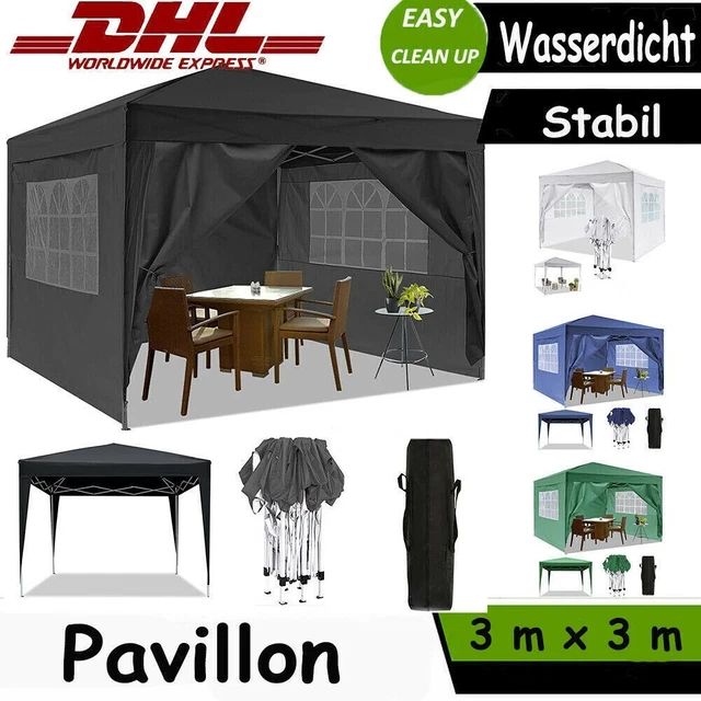 Falt Pavillon Wasserdicht 3x3m Partyzelt Popup Gartenpavillon UV-Schutz 50+ Neu