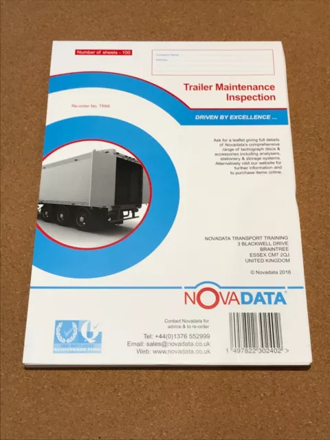 100 page Lorry Trailer LGV HGV Vehicle Maintenance Inspection Pad Book DVSA VOSA