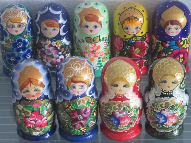 Babuschka Matroschka Matrjoschka Matruschka russische Puppen 5 teilig 5 tlg