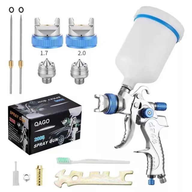 HVLP Auto Paint Air Spray Gun Kit Gravity Feed Car Primer 1.4MM 1.7 2.0MM Nozzle