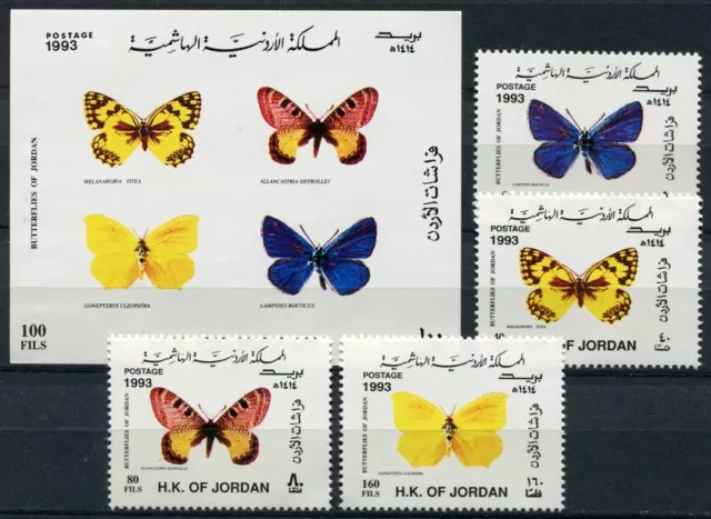 Jordanien Jordan 1993 Schmetterlinge Butterflies Insekten 1510-13 Block 70 MNH