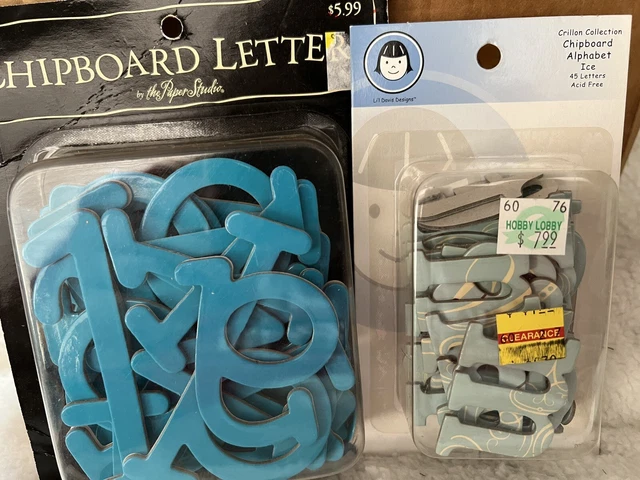 Paper Studio Blue Chipboard Letters Acid Free y Crillion Collection Chipboard