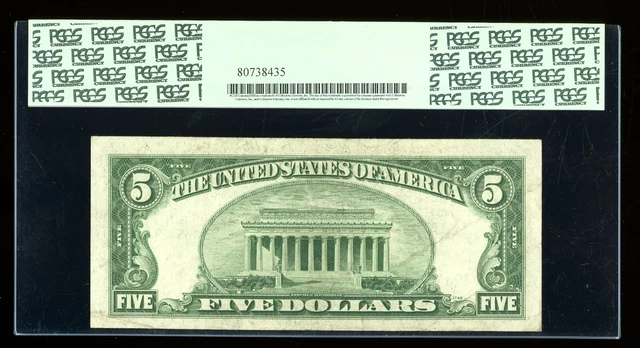 DBR 1934-D $5 Silver Fr. 1654Wi Wide I SA Block PCGS 35 Serial S23454638A 2