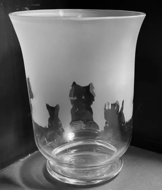 WEST HIGHLAND TERRIER  "WESTIE" Frieze 14.5cm  Glass Vase / Hurricane Lantern