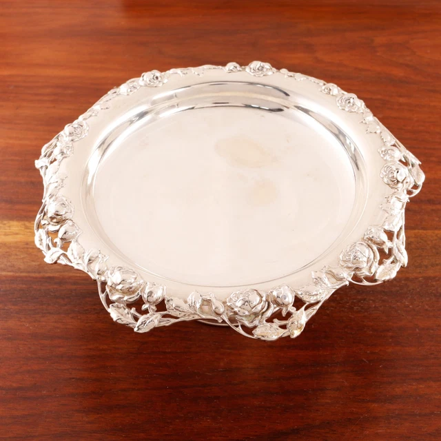Tiffany Sterling Silver Compote / Tazza Rim Rose & Vine 1902-07 No Monogram