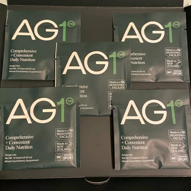 Athletic Greens AG1 Travel Packs x 5 Individual 12 Gram (0.42 oz) Packets.
