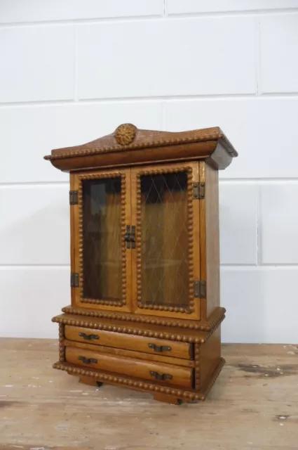 Beautiful Old Vintage Wall Cabinet Jewelry Box Medicine Cabinet oak wood 1960s