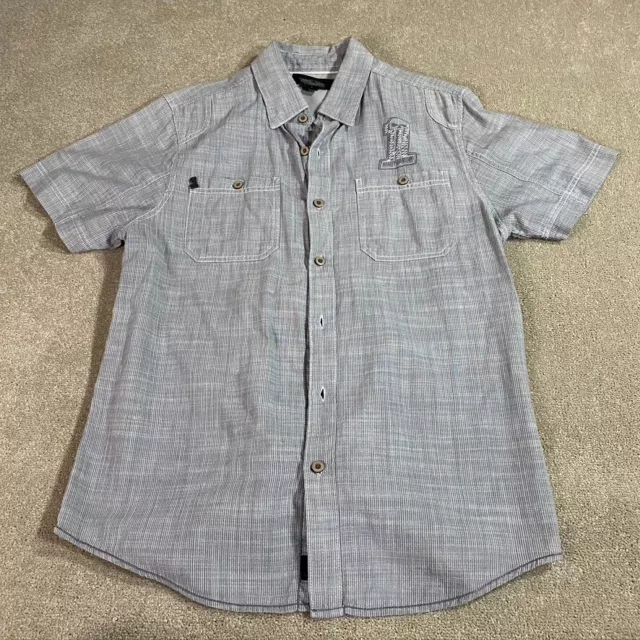 Harley Davidson Shirt Mens Large Grey Button Up Short Sleeve Casual Motorcycles