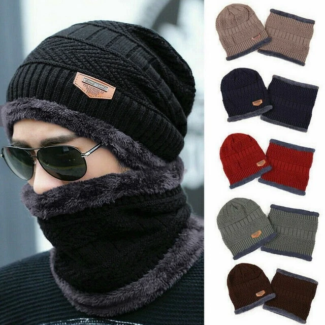 Bufanda De Invierno Gorro De Lana Cuello Gorro Grueso De Punto para Hombre Mujer