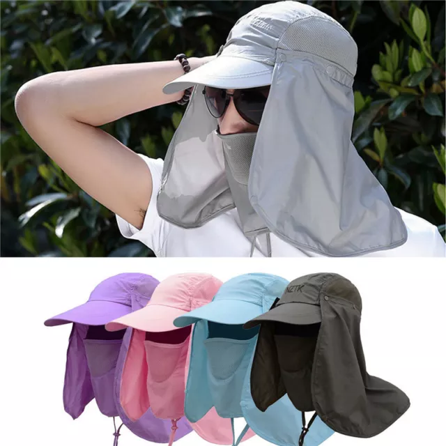 Anti-UV Sun Hat Sunscreen Visor Fishing Outdoor Cap Men Women Face Neck Cover