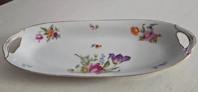 KPM Germany Antique Gold Edge Porcelain Cutout Handles Relish Dish Celery Dish