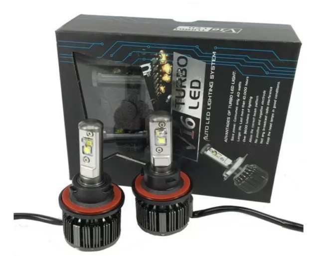 Kit H4 ampoule LED V16 Turbo Ventilé 80W Puissance 8000 Lumens Phares 6000K Auto