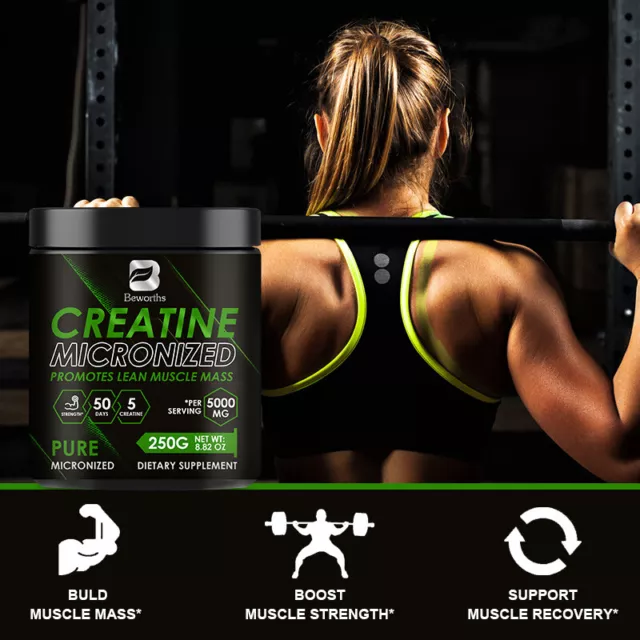 Beworths Micronized Creatine Monohydrate Powder 250g,Muscle Building Supplement 3