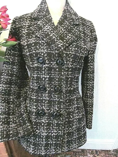 BM collection black white check vintage look 40s/50s wool blend jacket size 10