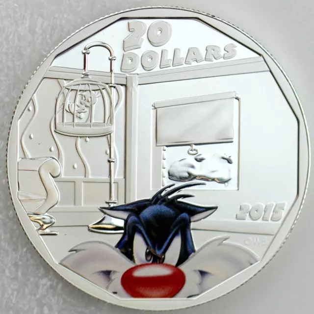 Canada 2015 $20 Sylvester Cat Looney Tunes1 oz. 99.99% Pure Silver Color Proof