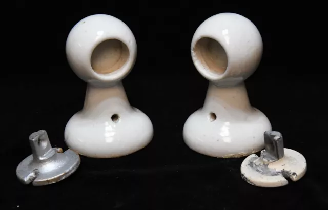 Vintage White Ceramic Towel Rod Holder Set With Mounting Hardware