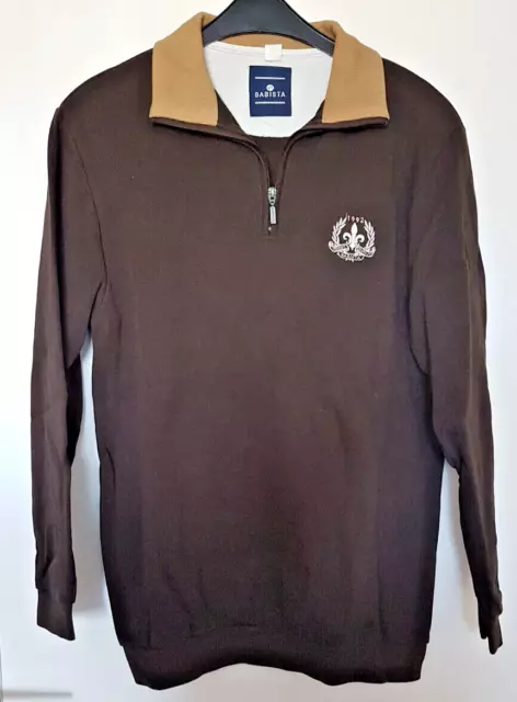 Herren Sweatshirt Pullover braun mit Reißverschluß Gr. 52 Babista Webstruktur