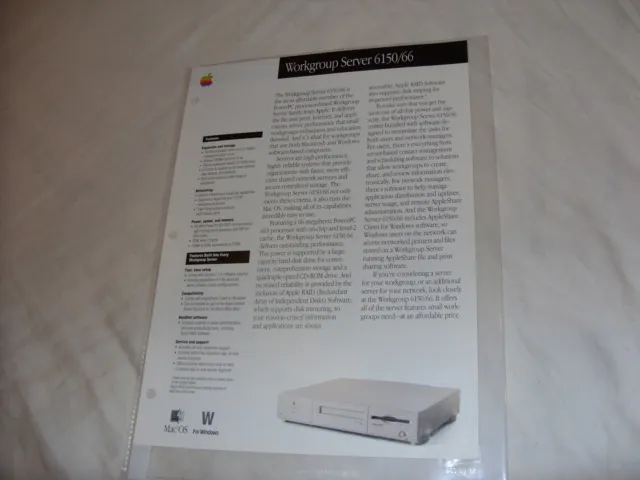 Apple Power Macintosh Workgroup Server 6150/66 two sided colour data sheet