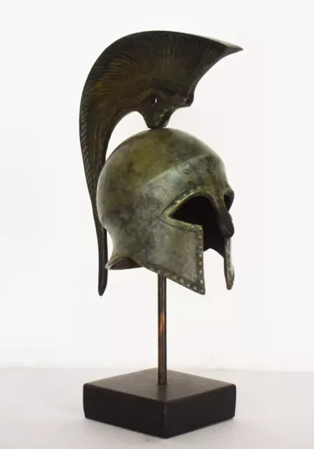 Ancient Greek Athenan Corinthian Helmet - Classic Period - Marble Base - Bronze