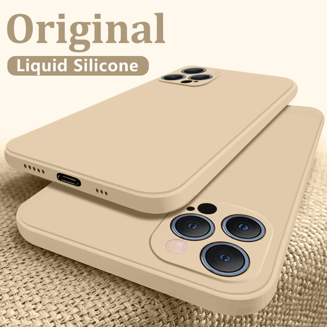 For iPhone 14 13 12 11 Pro Max XR Xs 8 7 Plus Square Liquid Silicone Case Cover