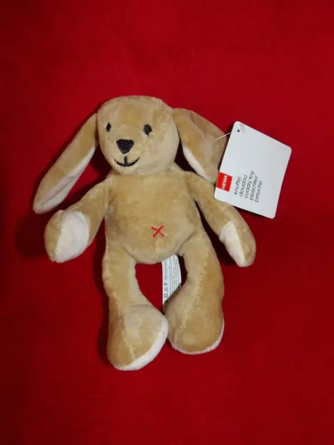 Doudou Peluche HEMA Lapin Brun Ecru Nombril Croix Rouge 19 cm