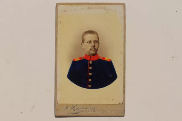 27869 CDV Photo Um 1880 Couleur Soldat 20er Regiment Kempten Atelier Reichling