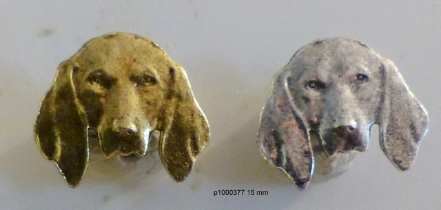 lot de 2 BOUTONS  :  tete de CHIEN      15  mm
