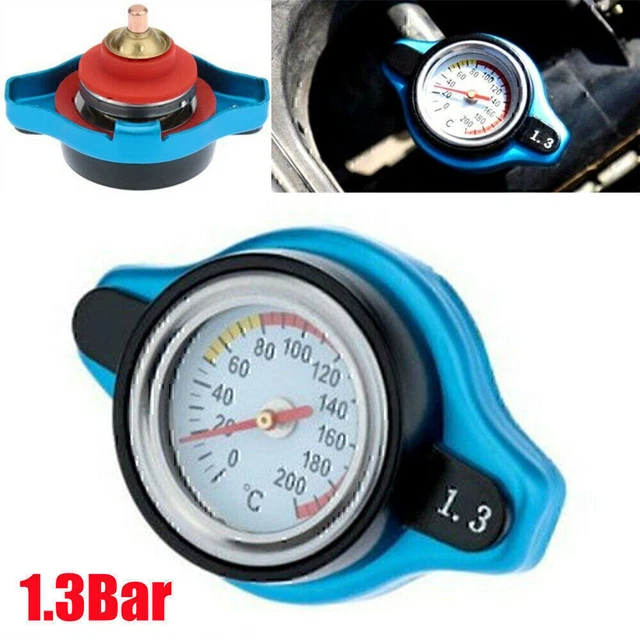 1.3Bar Thermo Thermostatic Radiator Cap Lip Cover Water Temperature Gauge Blue