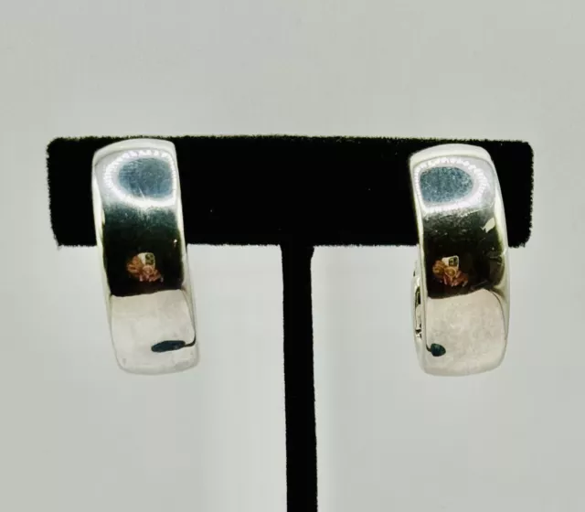 Sterling Silver 925 Earrings Clip On  Hoops 10mm Thickness Vintage