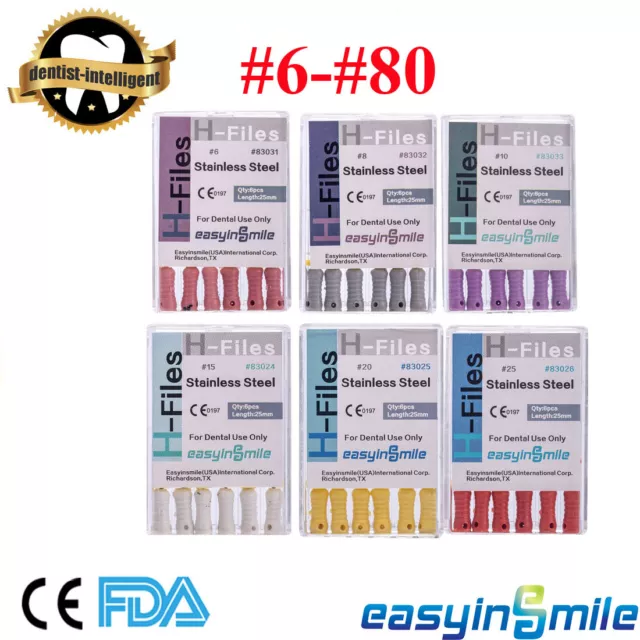 EASYINSMILE 10XDental Endodontics H-Files Reamers Endo Root Canal Hand Use 25mm