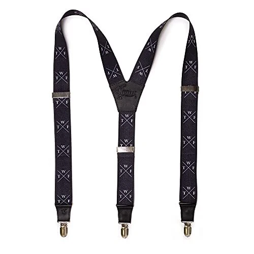Suspenders WTF Black Elastic Wide 1.36 inch | Wiseguy Original