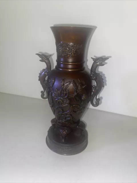 Antique 19th Century Chinese Bronze Baluster Round Shape Vases, c 1890