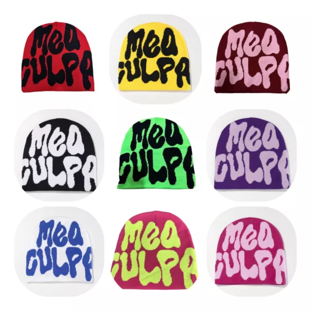 2023 MEA CULPA Beanie Y2K Hip Hop Beanies Winter Hat Tik Tok Knit Skull Cap Warm