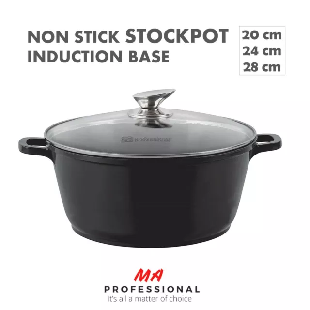 Non stick Induction Casserole Dishes with Lids, Stockpot With Lid Black