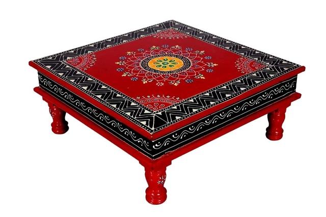 Antique Design Hand Painted Multipurpose Decorative Bajot Stool - 15 Inch