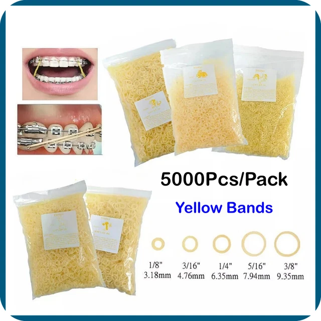 BOMAOER Dental Orthodontic Elastics – 5000 Pcs/Kit – Latex Braces Rubber Bands – 15 Sizes