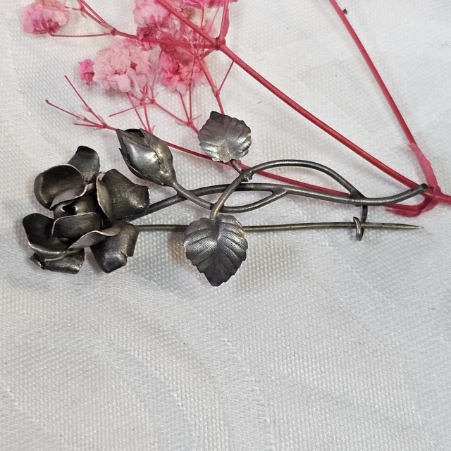 Broche Nœud En Argent Massif Poinçon Sanglier Avec Marcassites - Occasion Très Bon état