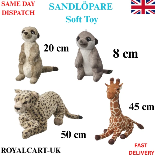 ikea-sandl-pare-soft-toy-plush-giraffe-45cm-cheetah-50cm-meerkat-20cm