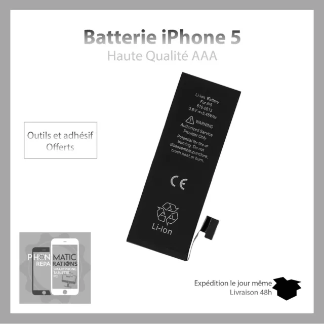 Batterie interne de remplacement pour Apple Iphone 5 avec Adhesif offert