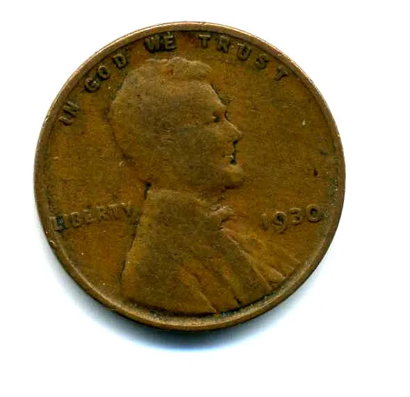 Lincoln Head Wheat Cent 1930 P Average Circulated U.S.A 1 Penny Coin #8072