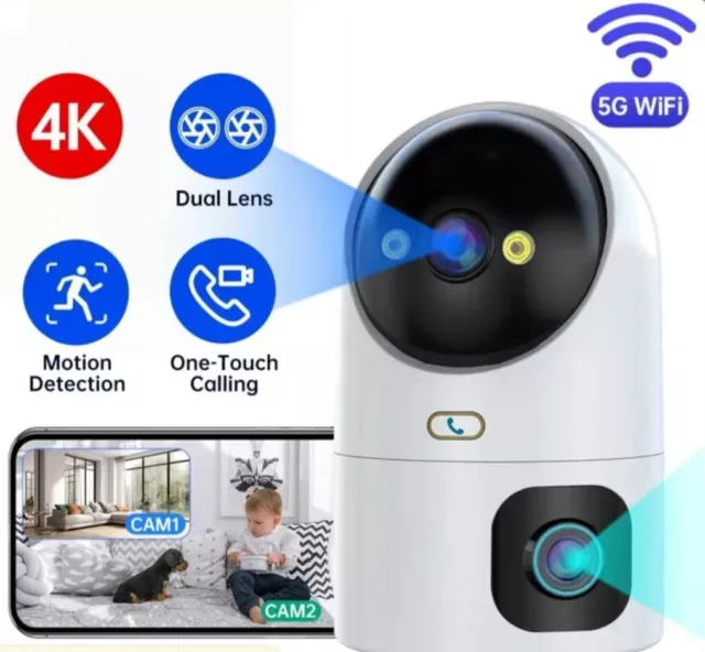 Caméra de surveillance  4k Ptz 10x Zoom 5g Wifi Dual Lens Baby Monitor Wireless