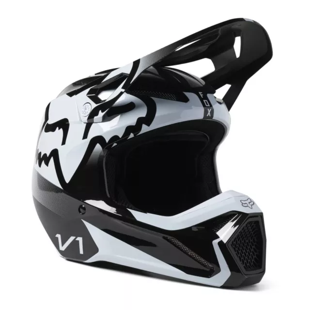 Motocross Helm mit Brille Fox V1 Leed Crosshelm schwarz weiss TWO-X MX Combo 2