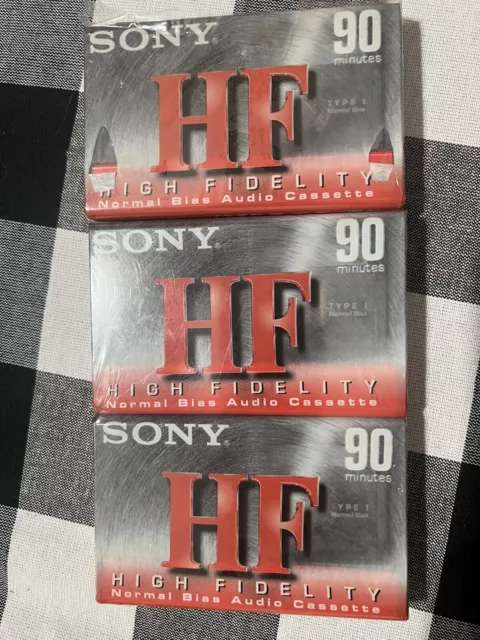 SONY HF 90 Minute Blank Audio Cassette Tapes Type I High Fidelity 3 Pack