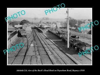 OLD POSTCARD SIZE PHOTO OF ADELAIDE SA THE BOWDEN RAILWAY STATION c1930